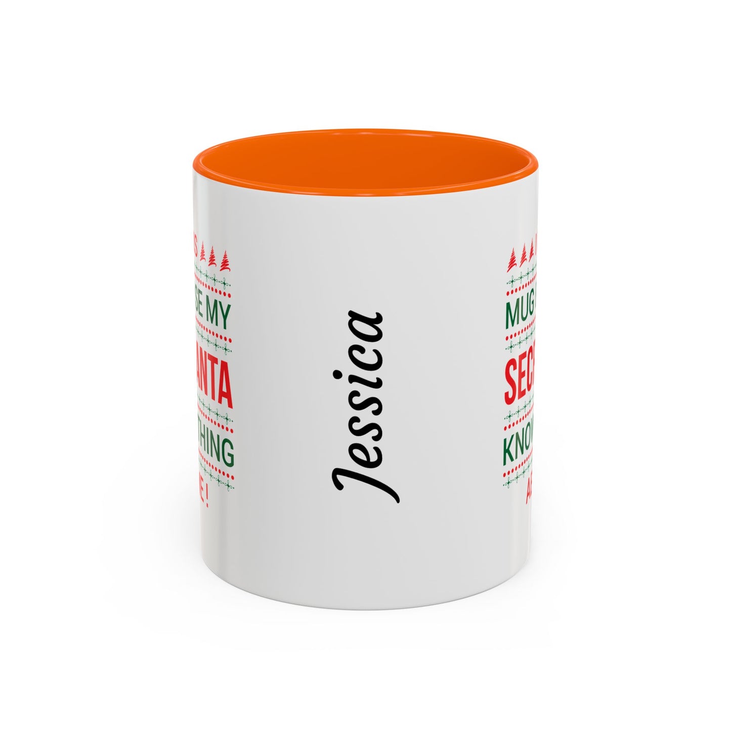 Personalized Secret Santa Accent Coffee Mug, Holiday Gift, Funny Christmas Mug, Unique Office Secret Santa Gift, Custom Drinkware