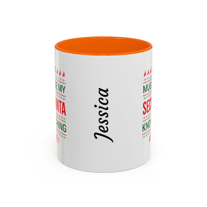 Personalized Secret Santa Accent Coffee Mug, Holiday Gift, Funny Christmas Mug, Unique Office Secret Santa Gift, Custom Drinkware