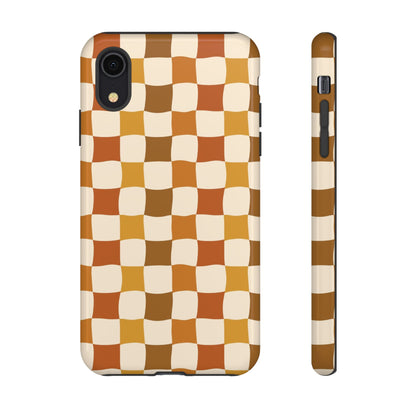 Boho Checked Phone Case, Checkerboard Design, Durable Protection, Phone Cover, Phone case For iPhone and Samsung, Trendy Phone Cover