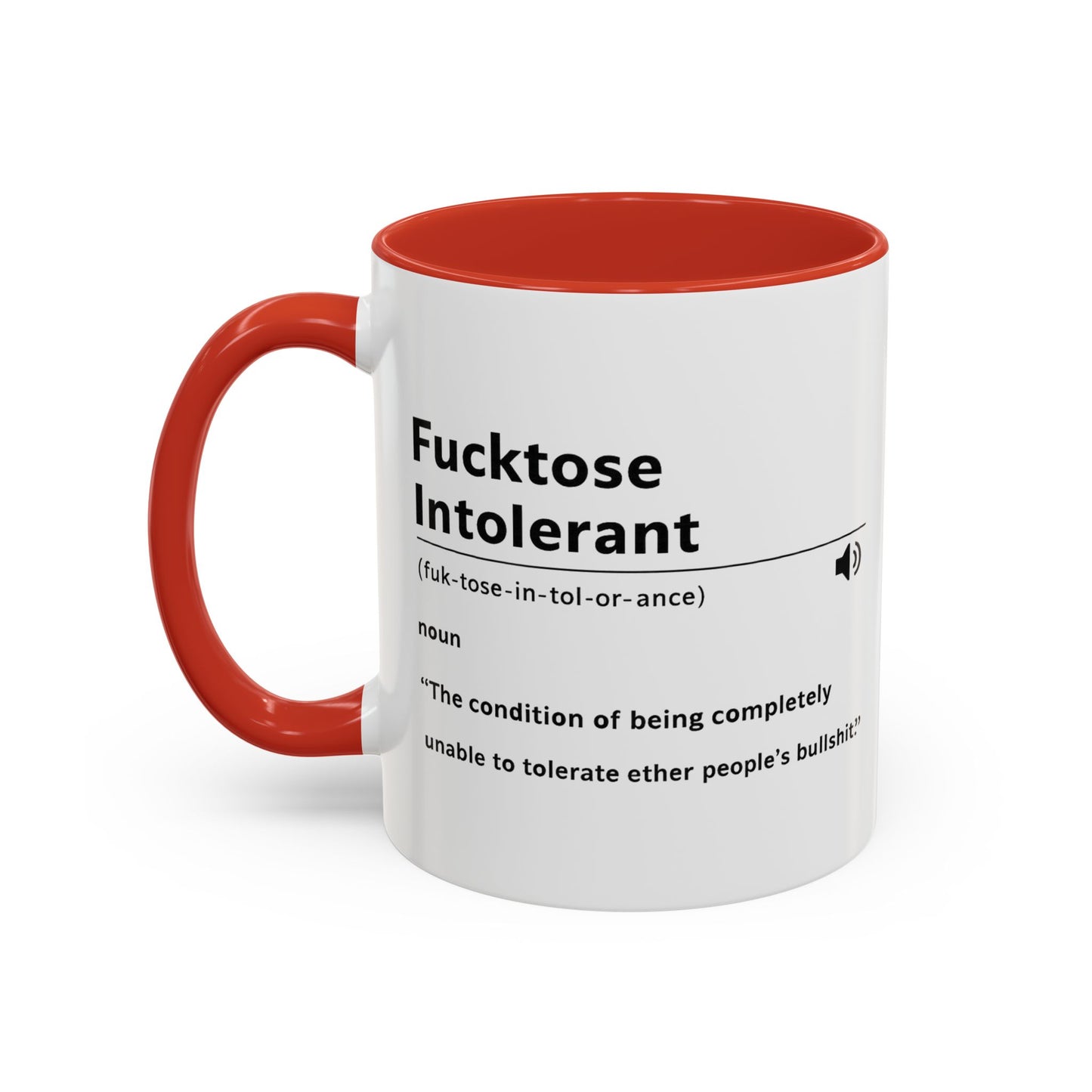 Fucktose Intolerant Definition Mug, Funny Accent Coffee Mug 11oz 15oz, Sarcastic Adult Humor Mug, Gag Gift for Friends