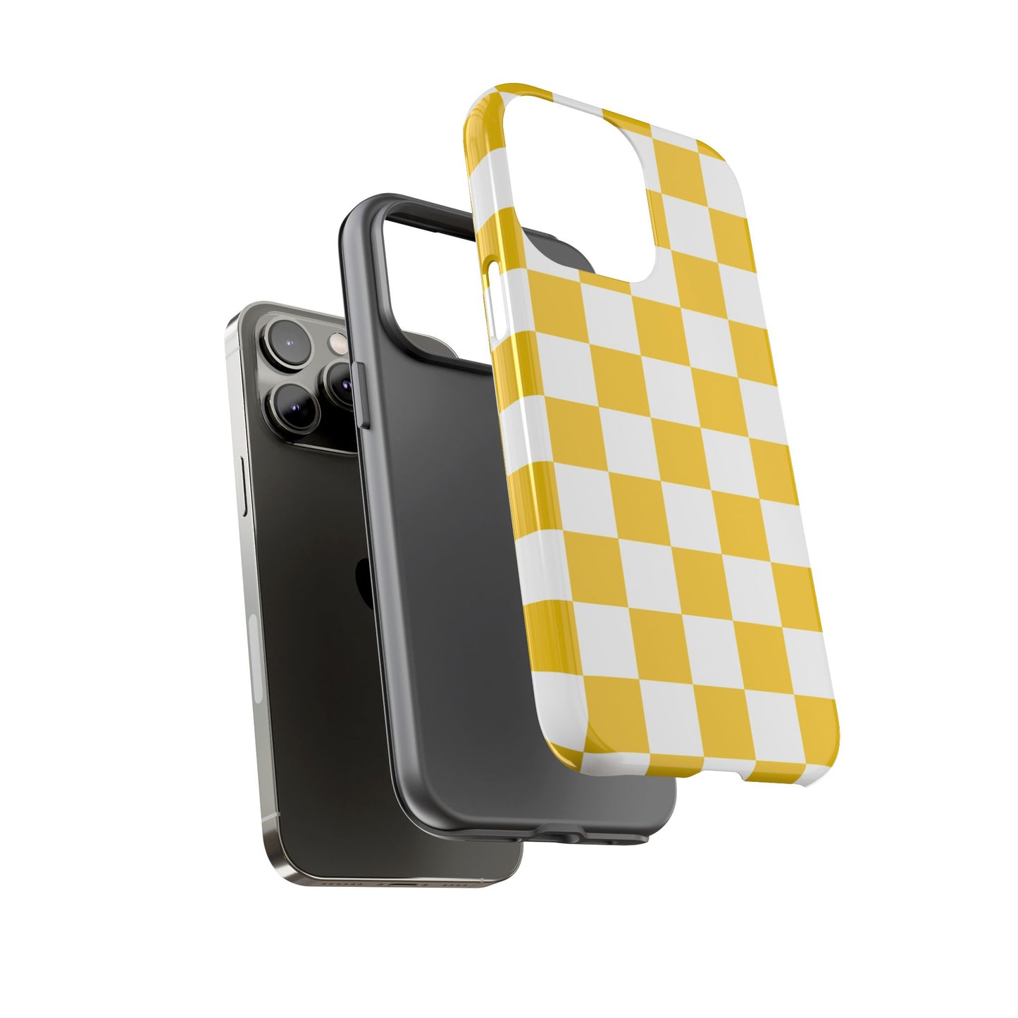 Yellow Checkered Phone Case - iPhone 17 Pro, 17, 16, 15, 14, 13, 12, 11, X, XR, XS MAX, Gift for Friends