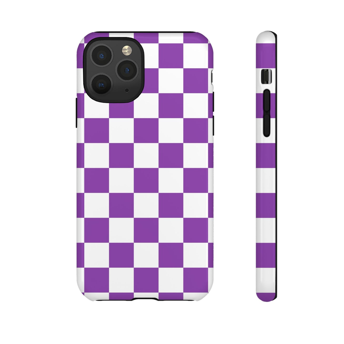 Purple Checkered Phone Case,  iPhone 17 Pro, 17, 16, 15, 14, 13, 12, 11, X, XR, XS MAX, Trendy Gift for Friends, Accessory for Occasions