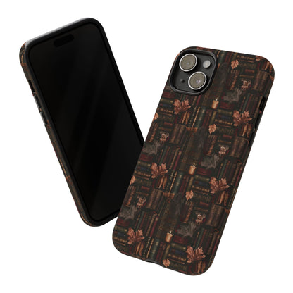 Gothic Phone Case Dark Academia Literary iPhone Samsung Cover with Books & Flowers, Phone case