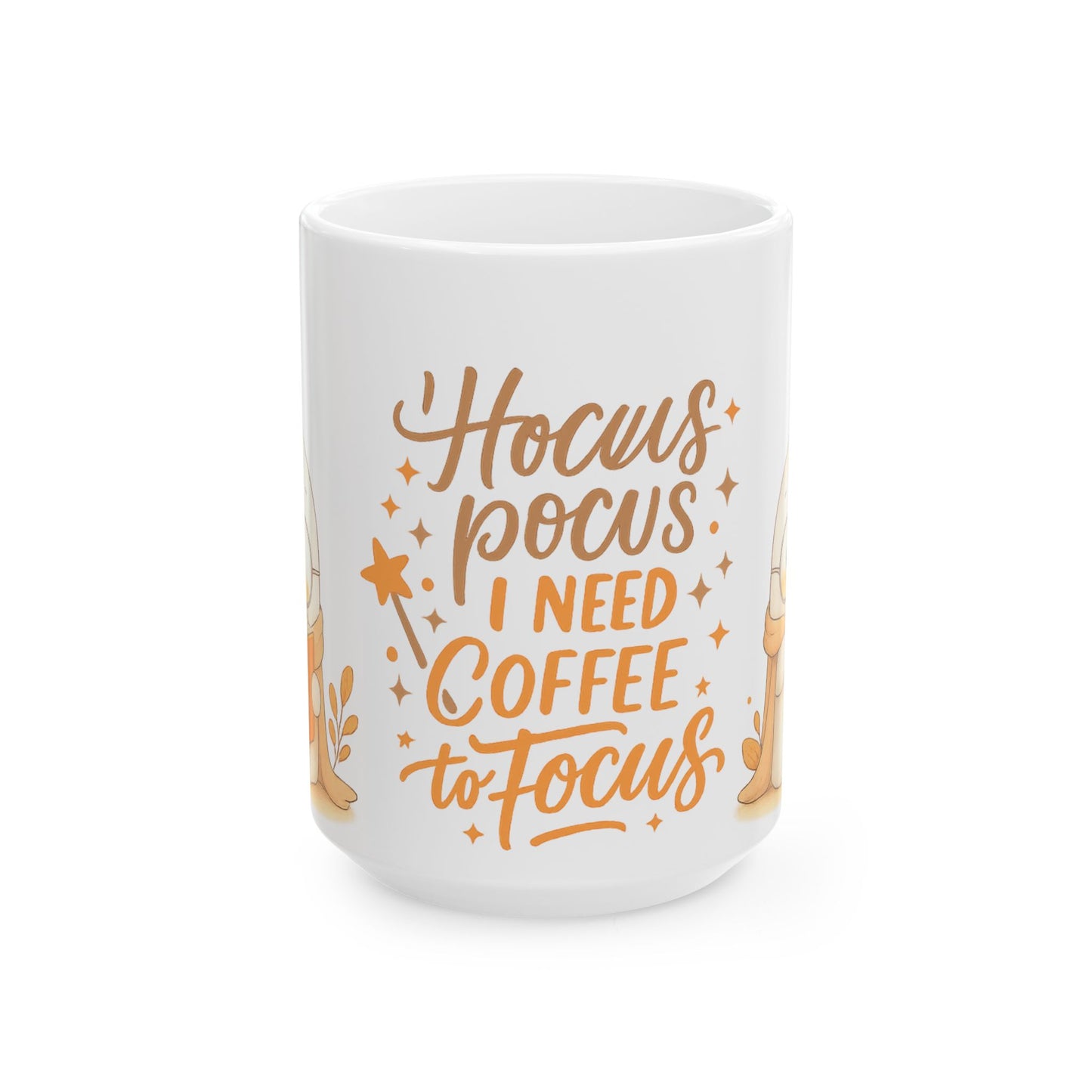 Whimsical Coffee Mug Hocus Pocus, Need Coffee to Focus, Perfect for Fall, Halloween, Gift for Witch Lover, Cozy Vibes, Office Decor