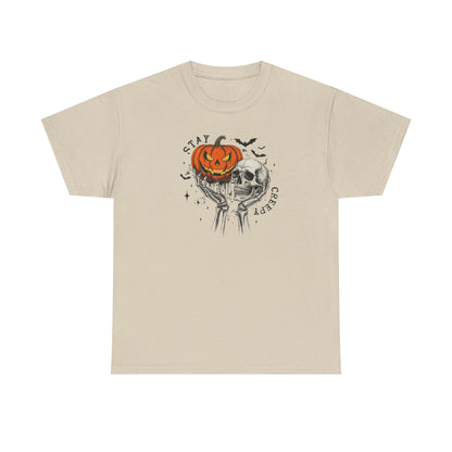 Halloween Skull Pumpkin Tee, Spooky Cotton Shirt, Halloween Costume, Fall Apparel, Gifting for Costume Parties