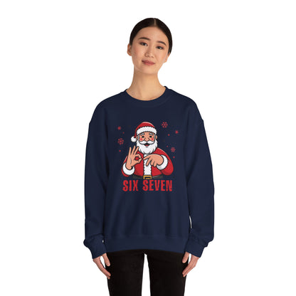 Six Seven Santa Funny Christmas Sweatshirt Cozy Holiday Crewneck for Men & Women | Santa Graphic Pullover | Warm Festive Gift for Friends