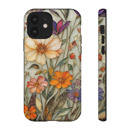 Phone case For iPhone & Samsung, Wildflower Mosaic MagSafe iPhone Case: Botanical Floral Design iPhone