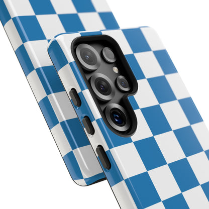 Blue Checkerboard Phone Case, Samsung Galaxy S25, S25 Plus, S24, S24 Plus, S24 Ultra, S23, S22, S22 Plus, S21 Ultra, S21 FE, S20+