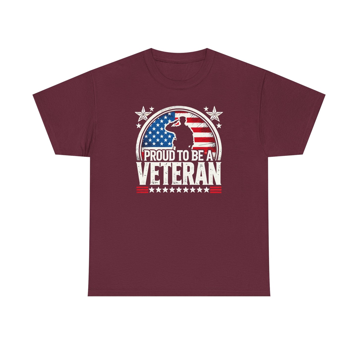Proud Veteran Heavy Cotton Tee, Army Navy Military Shirt, Gift for Veterans, Memorial Day, Independence Day, Patriotic Apparel