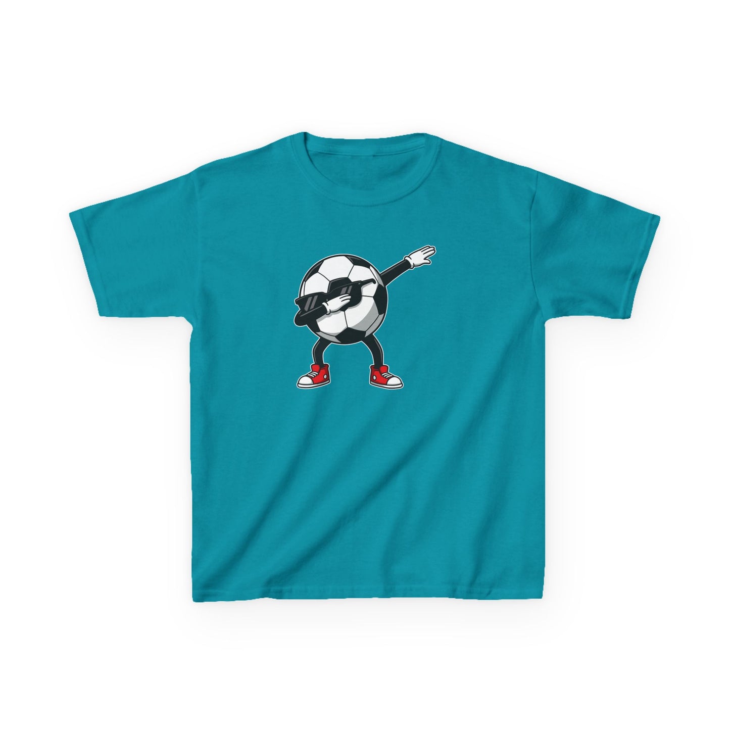Dabbing Soccer Ball Kids T-Shirt, Cartoon Football Tee for Boys Girls, Sporty Youth Soccer Graphic Shirt, Football Fan shirt