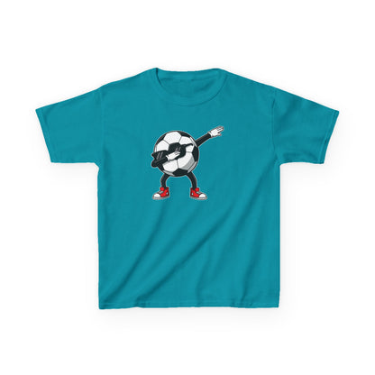 Dabbing Soccer Ball Kids T-Shirt, Cartoon Football Tee for Boys Girls, Sporty Youth Soccer Graphic Shirt, Football Fan shirt