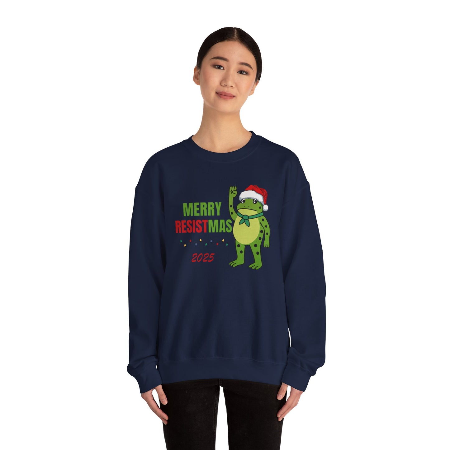 Merry Resistmas 2025 Crewneck Sweatshirt - Unisex Holiday Gift, Christmas Sweater, Funny Sweatshirt, Winter Apparel, Seasonal Fashion