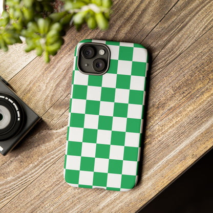 Green Checkerboard Phone Case, iPhone 17 Pro, 17, 16, 15, 14, 13, 12, 11, X, XR, XS MAX, Mobile Cover, Gift for Students, Phone Accessory