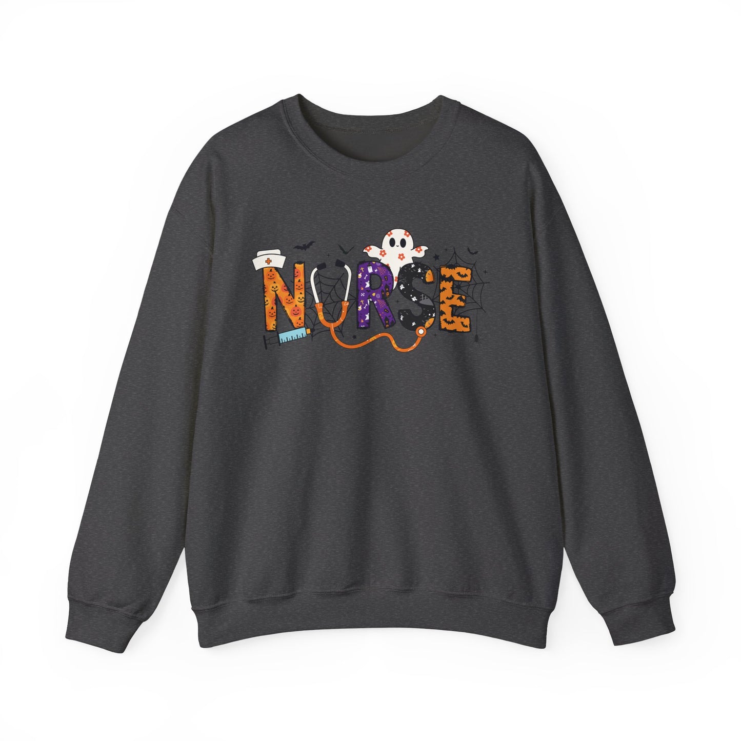 Nurse Themed Crewneck Sweatshirt - Cozy Nursing Apparel, Perfect Gift for Healthcare Workers, Halloween Style, Comfortable Unisex