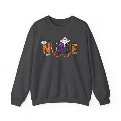 Nurse Themed Crewneck Sweatshirt - Cozy Nursing Apparel, Perfect Gift for Healthcare Workers, Halloween Style, Comfortable Unisex