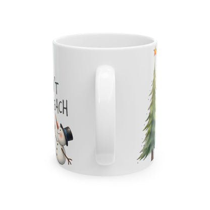 Personalized Holiday Ceramic Mug, Cute Snowman and Christmas Tree Coffee Cup, Custom Gift for Christmas, Winter, Friends, Family