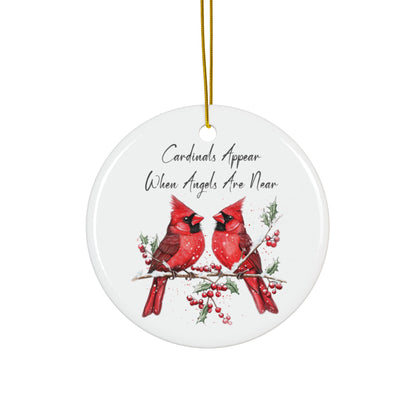 Cardinals Appear When Angels Are Near Ornament, Cardinal Memorial Ornament, Ceramic Double-Sided Cardinal Decoration, Winter Keepsake Gift