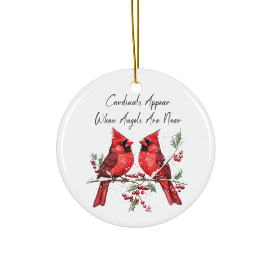 Cardinals Appear When Angels Are Near Ornament, Cardinal Memorial Ornament, Ceramic Double-Sided Cardinal Decoration, Winter Keepsake Gift