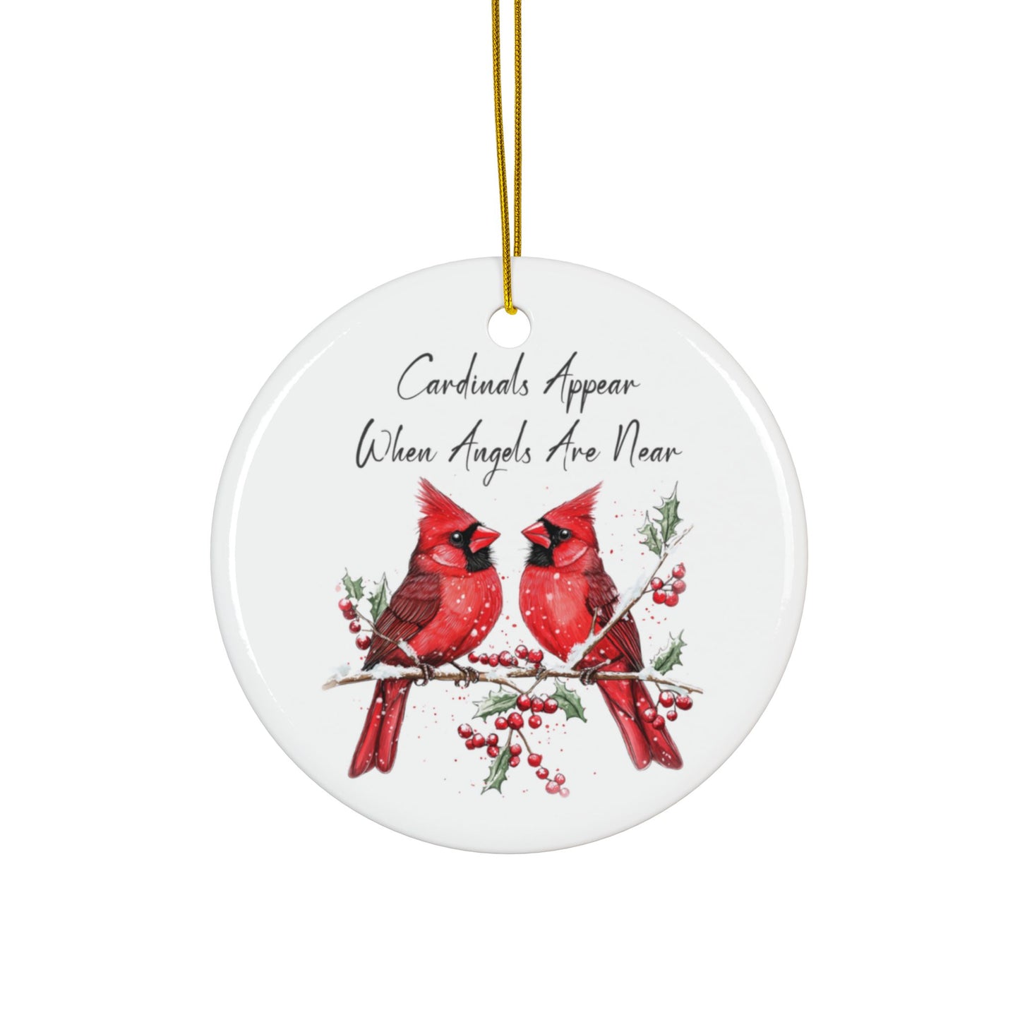 Cardinals Appear When Angels Are Near Ornament, Cardinal Memorial Ornament, Ceramic Double-Sided Cardinal Decoration, Winter Keepsake Gift
