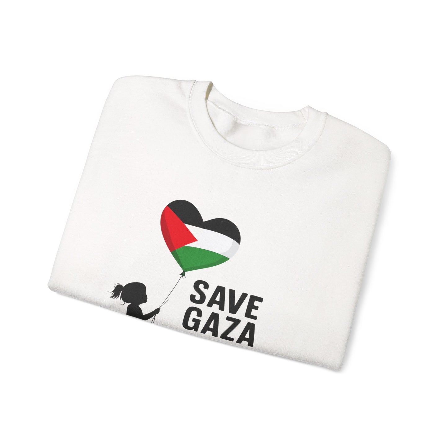 Save Gaza Crewneck Sweatshirt, Protest Apparel, Activist Fashion, Unisex Heavy Blend, Gift for Human Rights Advocates