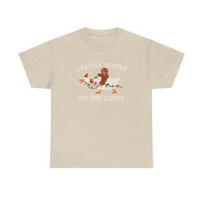 Festive Goose on the Loose Shirt, Funny Christmas Gingerbread Tee,  Holiday Comfort Colors T-Shirt, Cute Xmas Gift for Her and Him