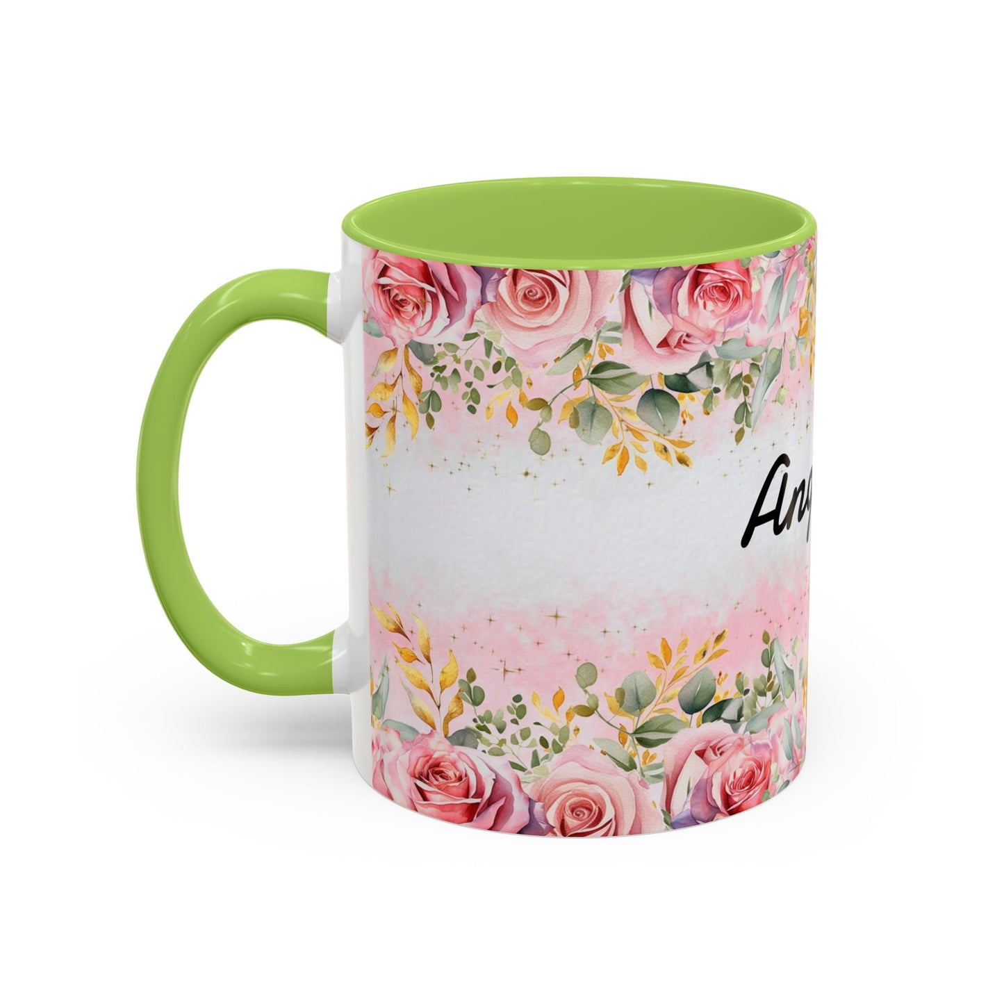 Personalized Floral Accent Coffee Mug, Custom Gift for Her, Birthday Mug, Floral Drinkware, Mother's Day Gift