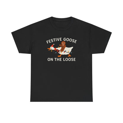 Festive Goose on the Loose Shirt, Funny Christmas Gingerbread Tee,  Holiday Comfort Colors T-Shirt, Cute Xmas Gift for Her and Him