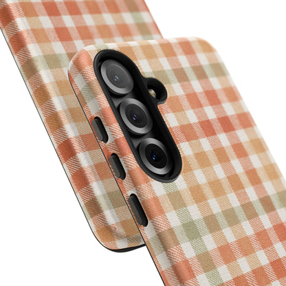 Boho Checkered Phone Case | Neutral Aesthetic Plaid Case | Retro Minimalist Check Design | iPhone Cover | Samsung Cover