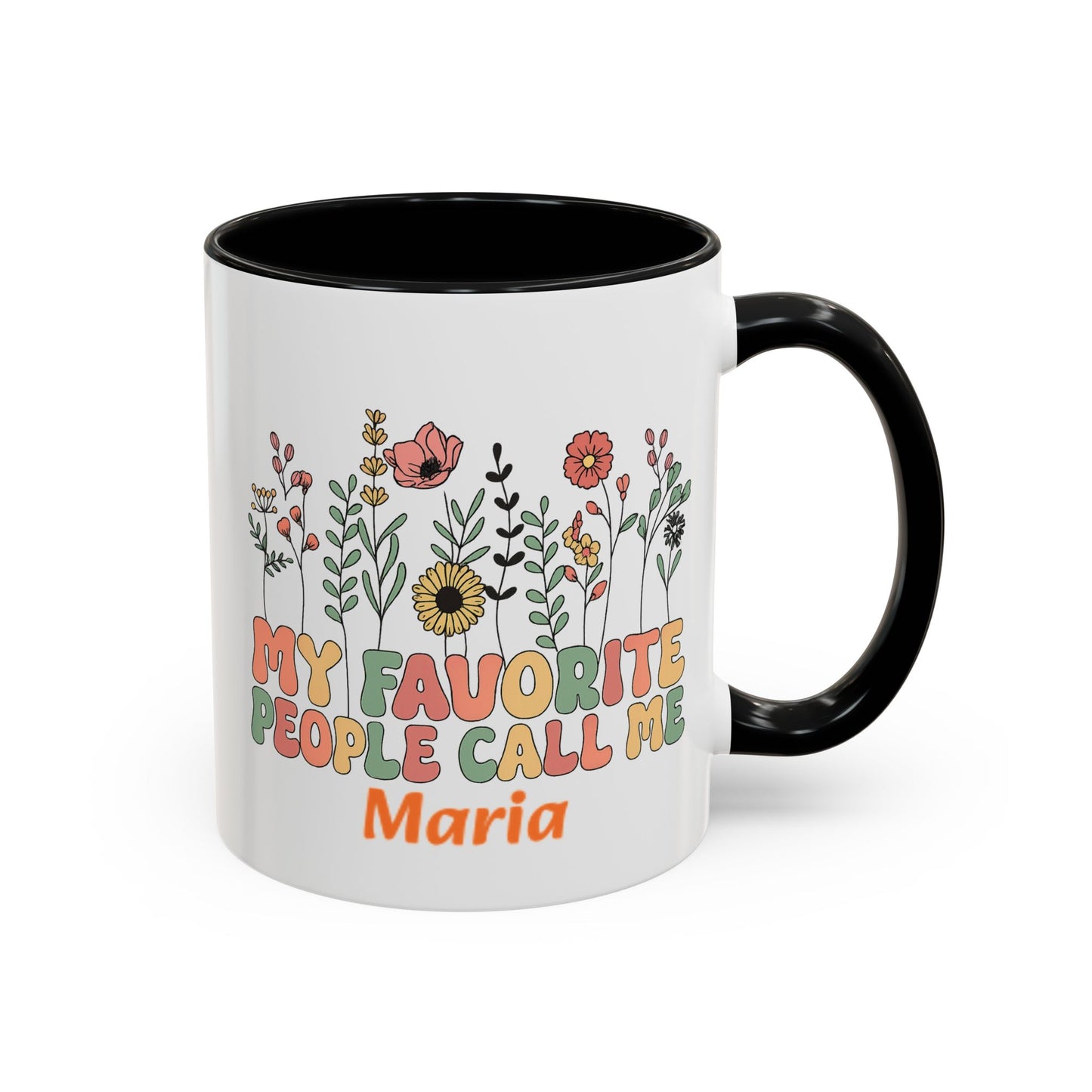 Personalized Floral Accent Mug, My Favorite People Call Me Coffee Cup, Perfect Gift for Friends, Family, Birthdays, Home Décor