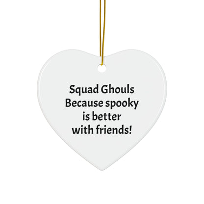 Personalized Squad Ghouls Halloween Ornaments, Double Sided Ceramic Ornament, Fall Decor, Halloween Gifts, Party Favors