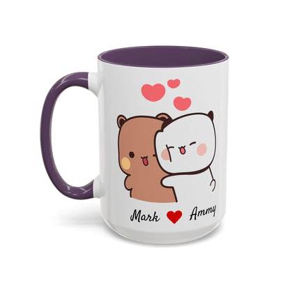 Personalized Dudu Bubu Mug | Cute Bear Coffee Cup | Color Handle Mug | Birthday Christmas Gift | Funny Mug for Her Him Valentine Gift