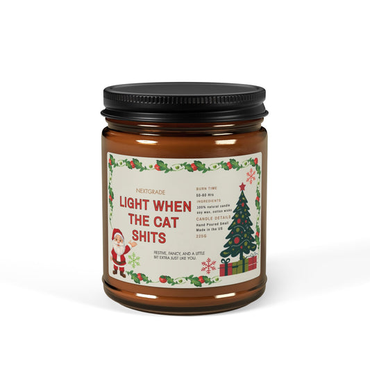 Funny Christmas Candle Gift | Light When the Cat Poops | Handmade Soy Candle with Christmas Label | Pet Lover Candle |Holiday Home Decor 9oz
