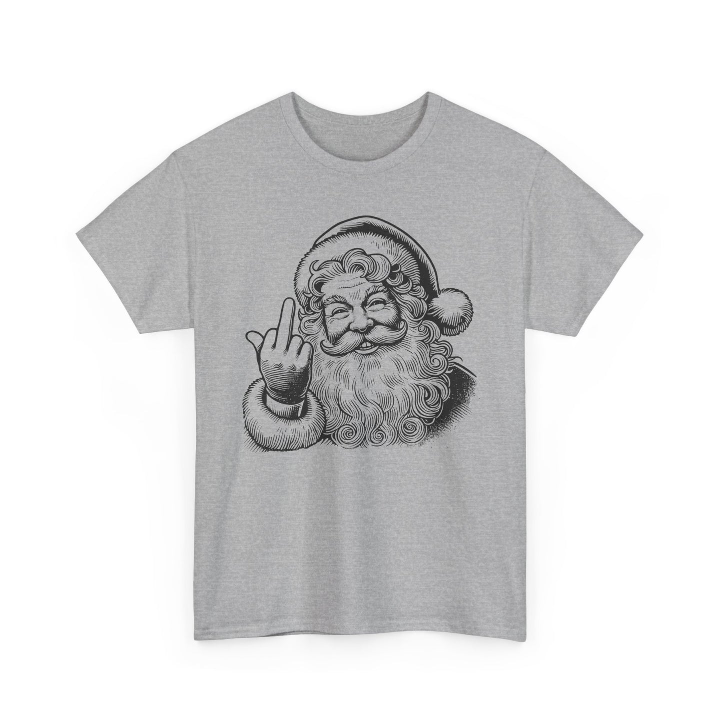 Funny Santa Heavy Cotton Tee, Christmas T-Shirt, Holiday Humor Top, Grumpy Santa Gift, Unisex Graphic Tee - Festive Santa Shirt, Christmas