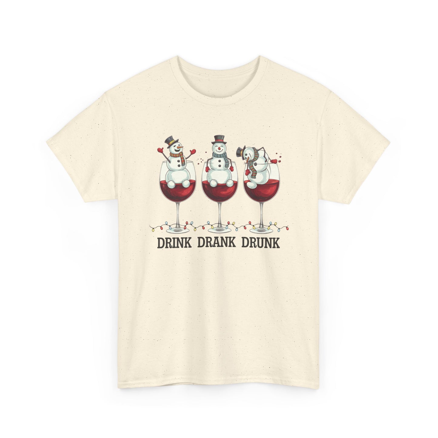 Drink Drank Drunk Christmas Shirt | Funny Holiday Wine Shirt | Snowman Christmas Tee | Drinking Humor Gift for Friends