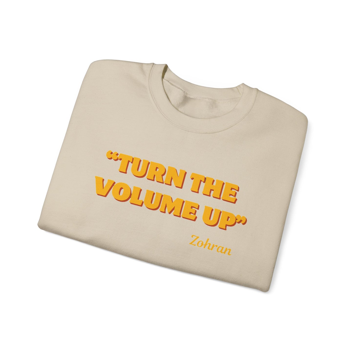 Turn the Volume Up Sweatshirt, Retro Music Quote Crewneck, Minimal Yellow Text Pullover, Cozy Gift for Musicians & Creatives