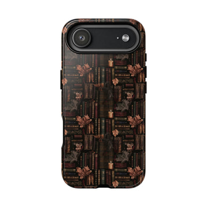Gothic Phone Case Dark Academia Literary iPhone Samsung Cover with Books & Flowers, Phone case