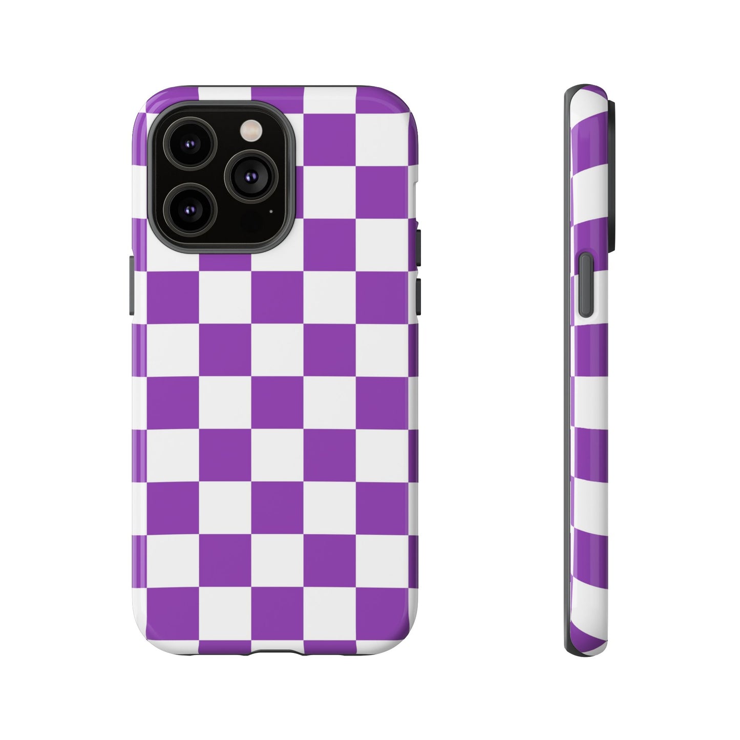 Purple Checkered Phone Case,  iPhone 17 Pro, 17, 16, 15, 14, 13, 12, 11, X, XR, XS MAX, Trendy Gift for Friends, Accessory for Occasions