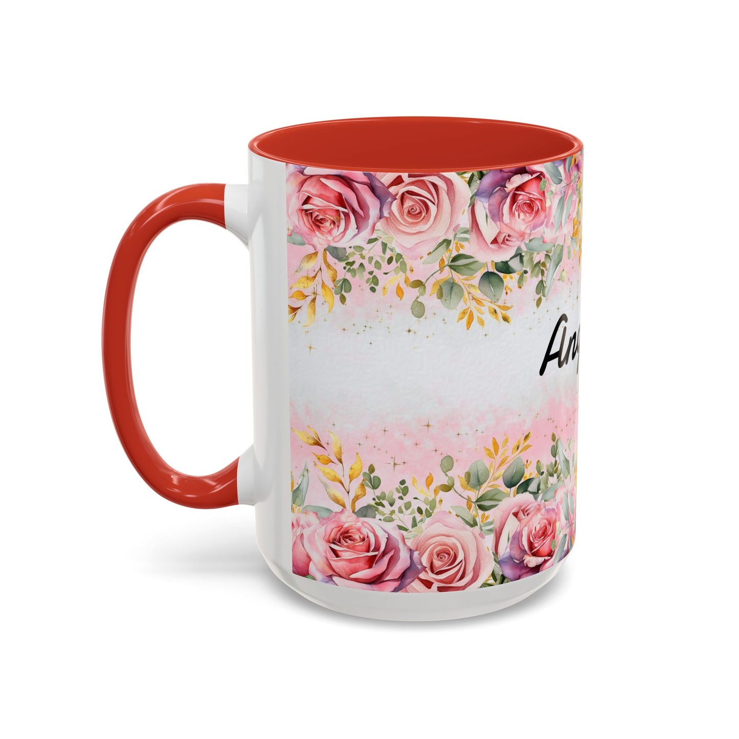 Personalized Floral Accent Coffee Mug, Custom Gift for Her, Birthday Mug, Floral Drinkware, Mother's Day Gift