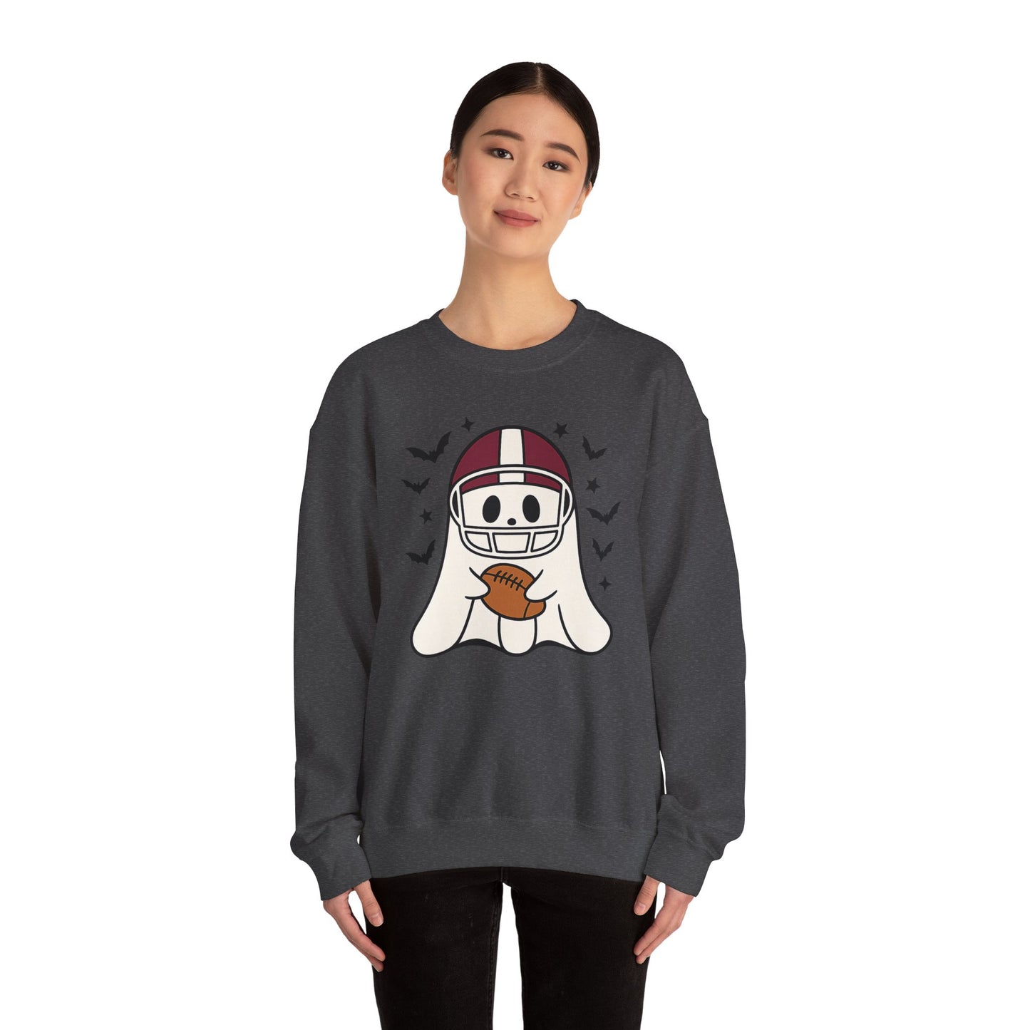 Halloween Ghost Football Sweatshirt, Cozy Crewneck, Unisex Sweatshirt, Fall Apparel, Spooky Season Fashion, Ghost Design