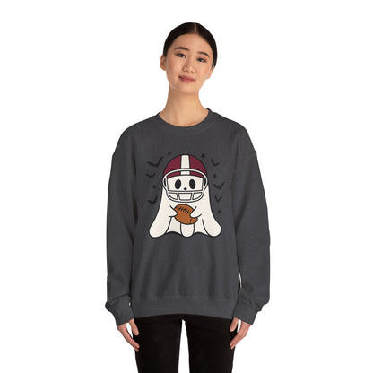 Halloween Ghost Football Sweatshirt, Cozy Crewneck, Unisex Sweatshirt, Fall Apparel, Spooky Season Fashion, Ghost Design