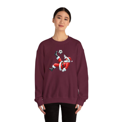 Festive Santa Soccer Crewneck Sweatshirt, Christmas Apparel, Winter Fashion, Holiday Gifts, Sports Lover, Cute Santa Design