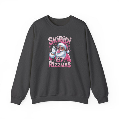Skibidi Rizzmas Santa Crewneck Sweatshirt | Pink Santa Christmas Design | 67 Christmas Sweatshirt