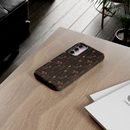 Gothic Phone Case Dark Academia Literary iPhone Samsung Cover with Books & Flowers, Phone case