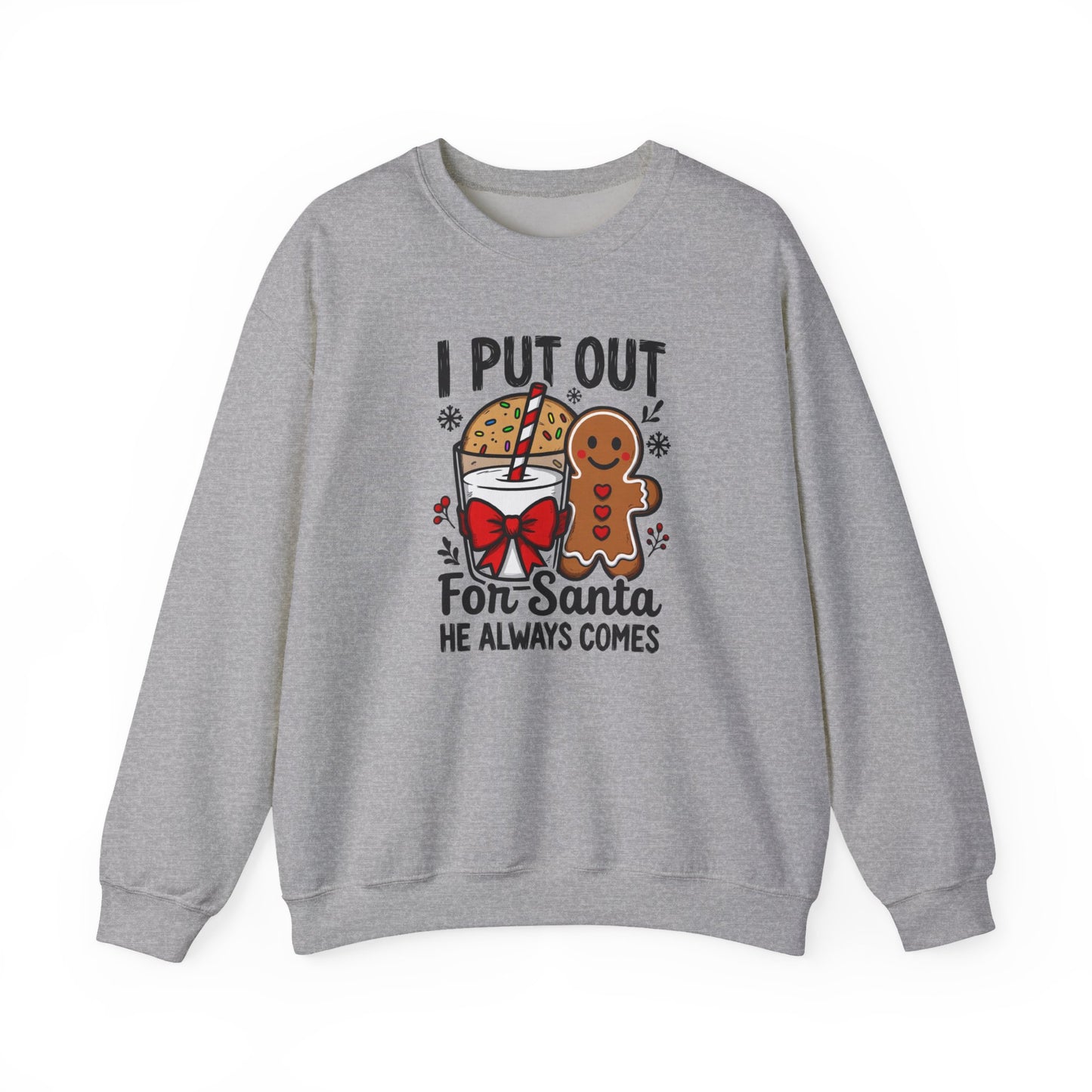 I Put Out For Santa Sweatshirt, Funny Christmas Crewneck, Cookies & Milk Holiday Sweater, Gingerbread Shirt, Xmas Party Sweatshirt