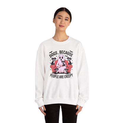 Cozy Halloween Sweatshirt, Funny Ghost And Dog Design, Crewneck, Perfect for Dog Lovers, Fall Fashion, Holiday Gift