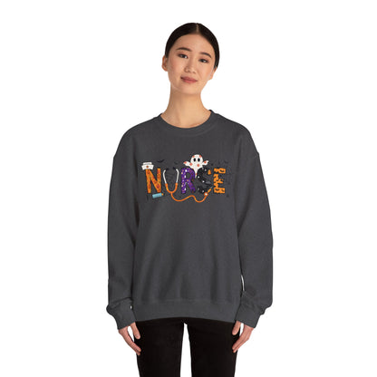 Nurse Themed Crewneck Sweatshirt - Cozy Nursing Apparel, Perfect Gift for Healthcare Workers, Halloween Style, Comfortable Unisex