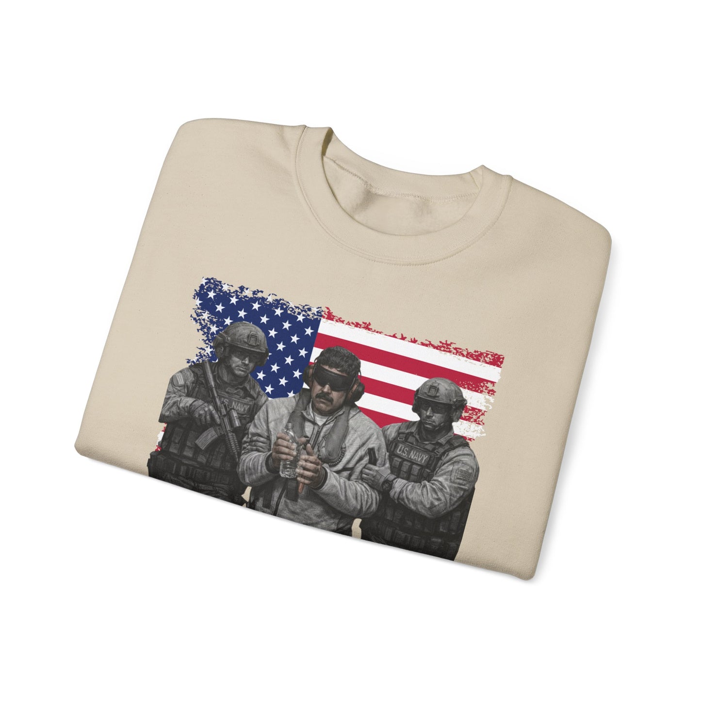 Maduro Captured 2026 Venezuela Libre Sweatshirt, Patriotic Military Graphic Crewneck, American Flag Soldier Tribute, Support Pullover