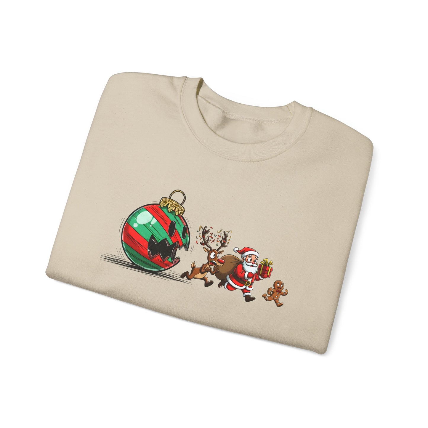 Funny Santa Running Christmas Sweatshirt | Cute Holiday Crewneck | Santa Reindeer Gingerbread Sweater | Christmas Gift