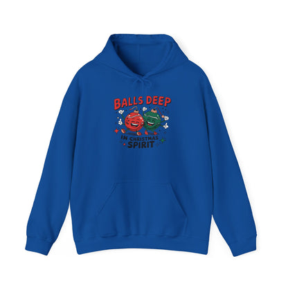 Funny Christmas Hoodie, Ball Deep In Christmas Spirit, Holiday Sweatshirt Hoodie, Unisex Hooded Sweatshirt, Gift for Him, Winter Fashion