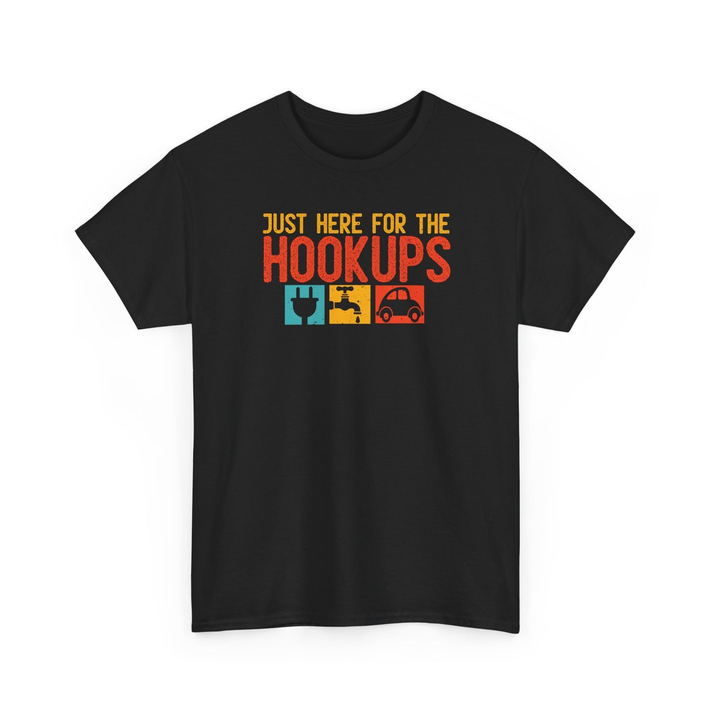 Just Here For The Hookups Shirt, Camping Fishing T-Shirt, Funny RV Camper Tee, Outdoors Graphic Tee, Campfire Gift for Men Women